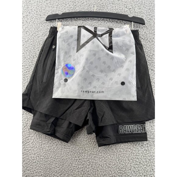 Rawgear Black Dual-Layer Athletic Shorts W/ Zipper Pockets Size Small NWT #RG114 - Picture 2 of 8